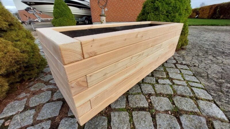 Plantekasse Brokk 80x40x36cm, Lærk, På hjul - Billede 2