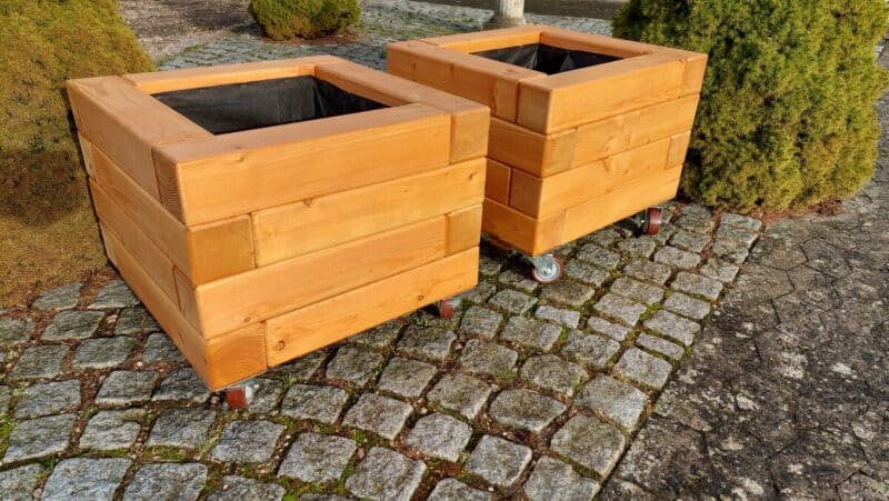 Plantekasse Holger 60x60x40cm Lærk/Teak - Billede 2