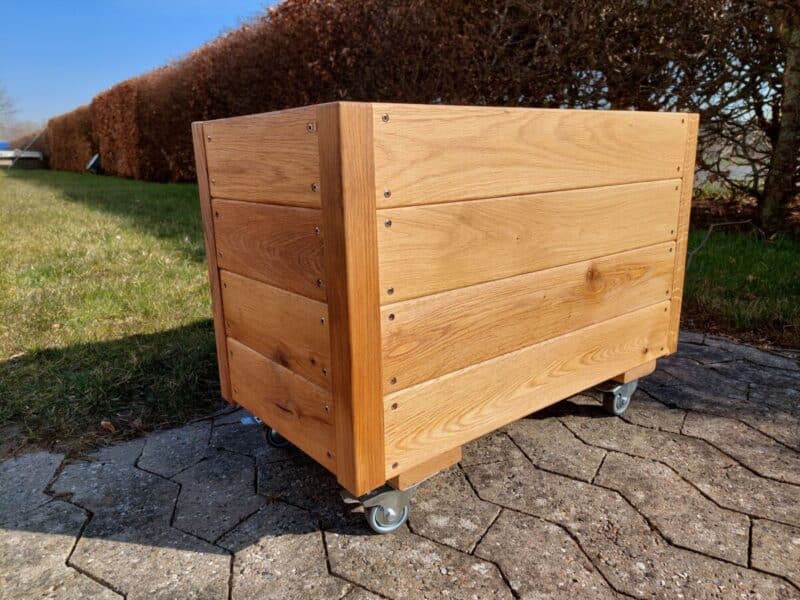 Plantekasse EivindPlus 90x40x46/56cm, Robinie, På hjul - Billede 4