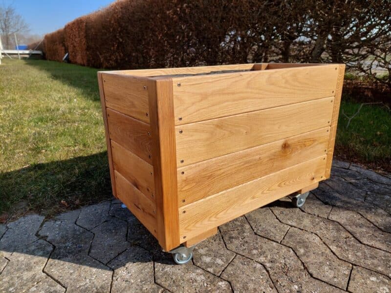 Plantekasse EivindPlus 90x40x46/56cm, Robinie, På hjul - Billede 5
