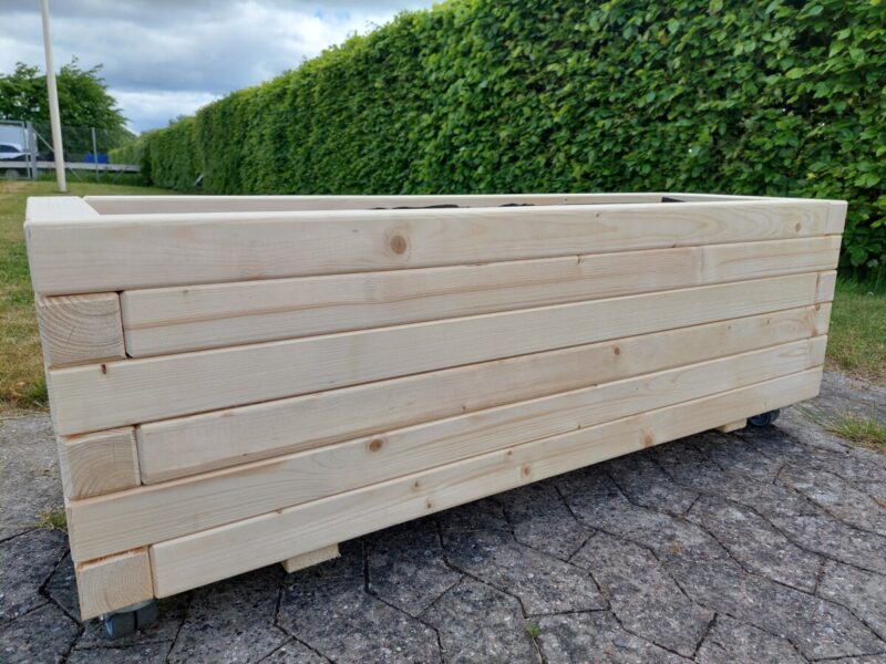 Plantekasse Gefion 120x40x36cm, Olieret(Pine), På hjul - Billede 4