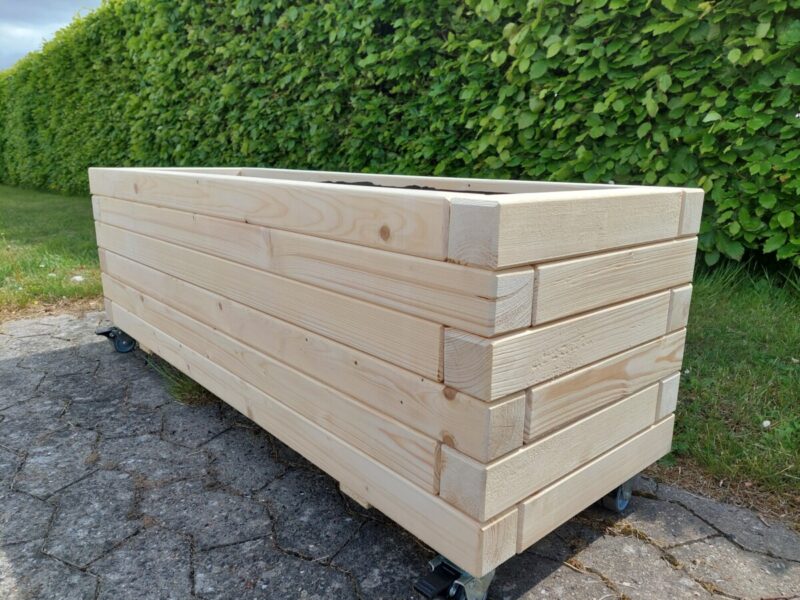 Plantekasse Gefion 120x40x36cm, Olieret(Pine), På hjul - Billede 5