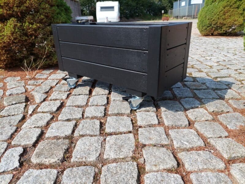 Plantekasse EivindPlus 70x30x30cm, Sort/På hjul - Billede 3