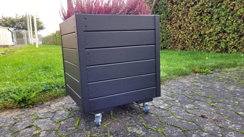 Plantekasse Eivind 50x50x46cm Robinie/Sort På hjul - Billede 2