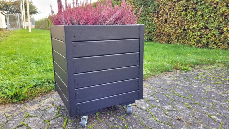 Plantekasse Eivind 50x50x46cm Robinie/Sort På hjul - Billede 6