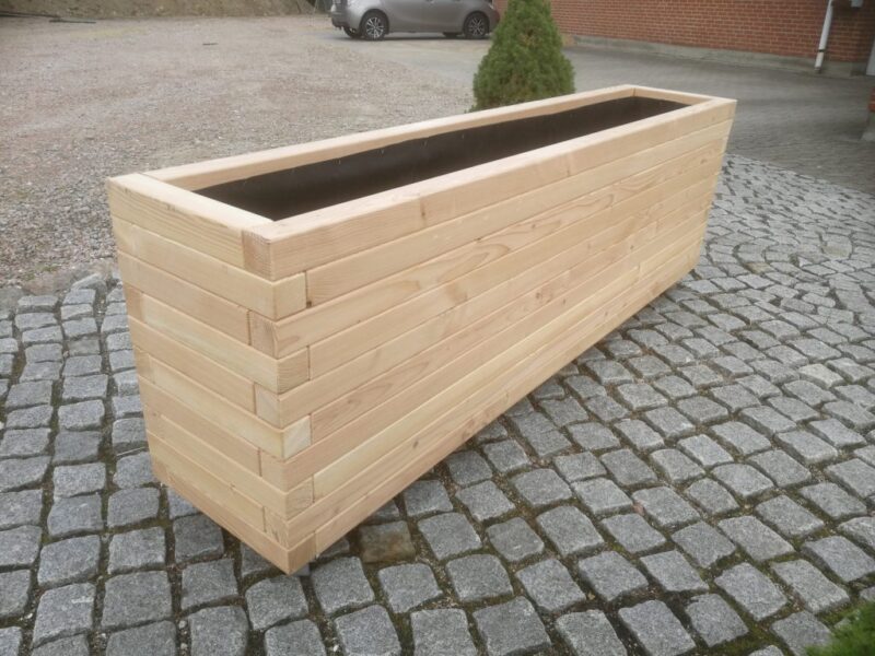 Plantekasse Hjalmar 140x40x60cm, Farve Teak, På hjul - Billede 8
