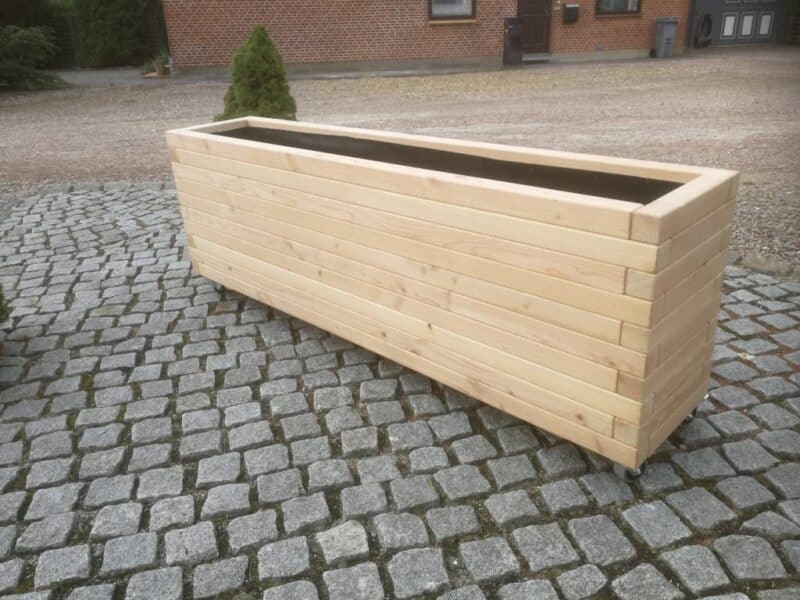 Plantekasse Hjalmar 140x40x60cm, Farve Teak, På hjul - Billede 7