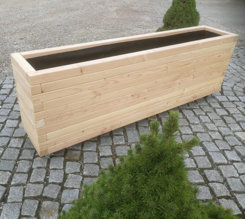 Plantekasse Hjalmar 140x40x60cm, Farve Teak, På hjul - Billede 6