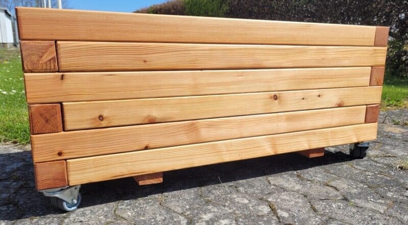 Plantekasse Brokk 100x40x36cm, Lærk, På hjul - Billede 2