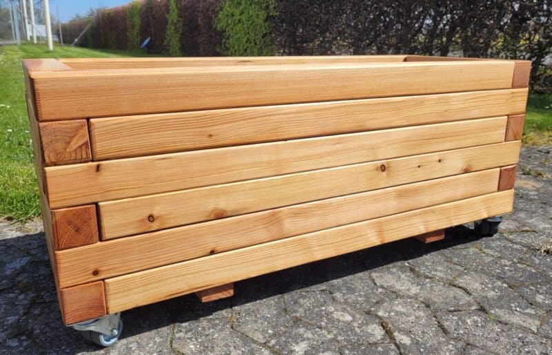 Plantekasse Brokk 100x40x36cm, Lærk, På hjul - Billede 3