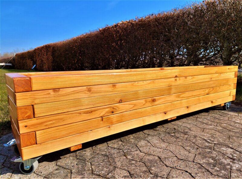 Plantekasse Brokk 160x40x36cm, Lærk, På hjul - Billede 2