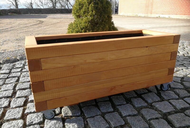 Plantekasse Brokk 100x40x36cm, Lærk, På hjul - Billede 5