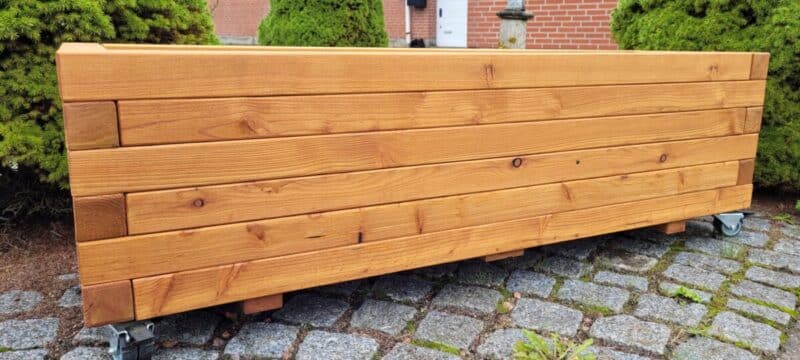Plantekasse Brokk 140x40x36cm, Lærk/På hjul - Billede 3