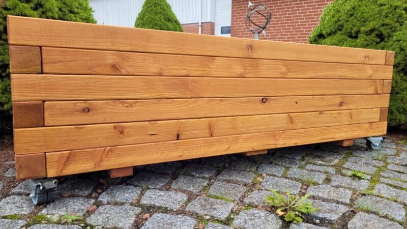 Plantekasse Brokk 140x40x36cm, Lærk/På hjul - Billede 2