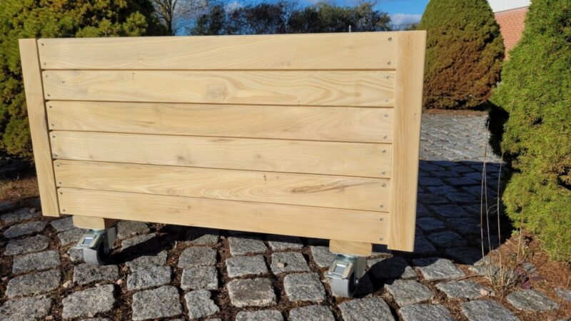 Plantekasse EivindPlus 90x40x46/56cm, Robinie, På hjul - Billede 6