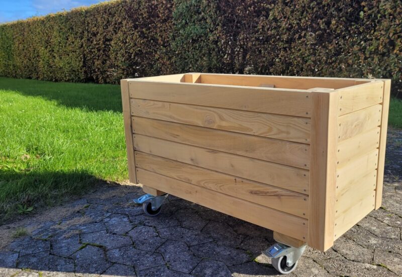 Plantekasse EivindPlus 90x40x46/56cm, Robinie, På hjul - Billede 7
