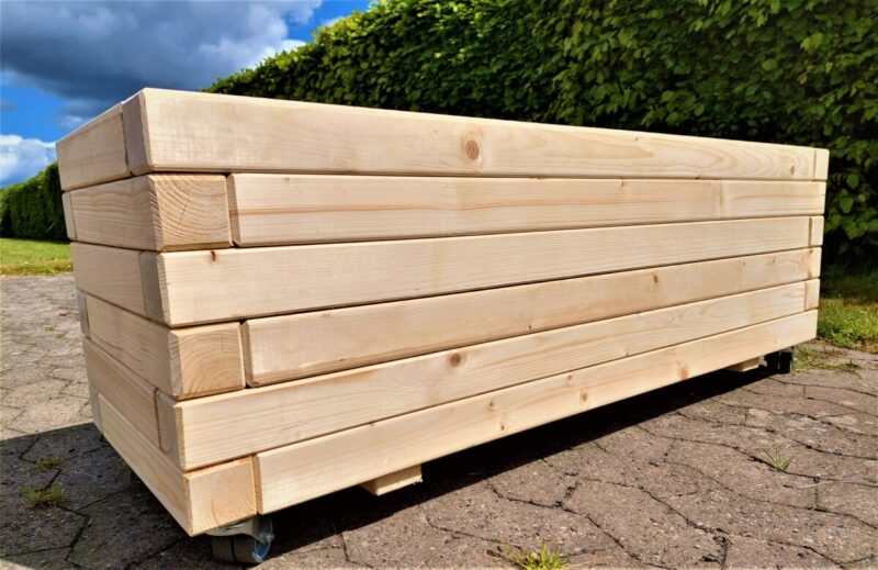 Plantekasse Gefion 120x40x36cm, Olieret(Pine), På hjul - Billede 6