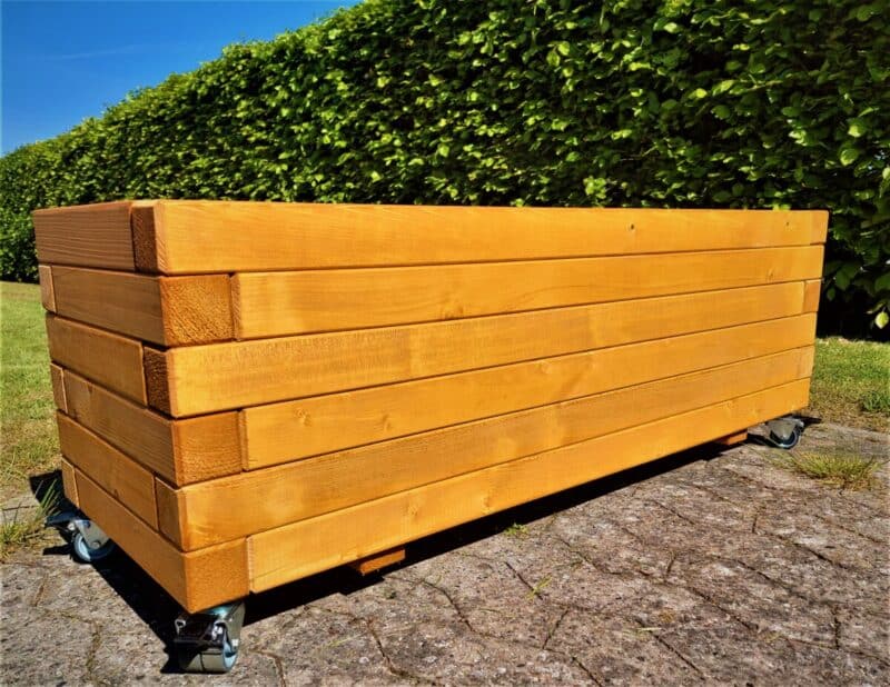 Plantekasse Gefion 120x40x36cm, Olieret(Pine), På hjul