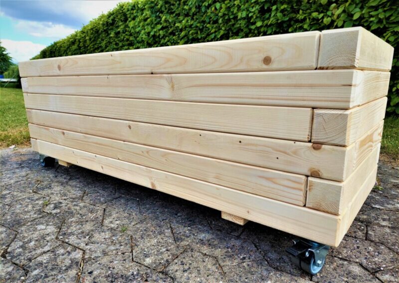 Plantekasse Gefion 120x40x36cm, Olieret(Pine), På hjul - Billede 7