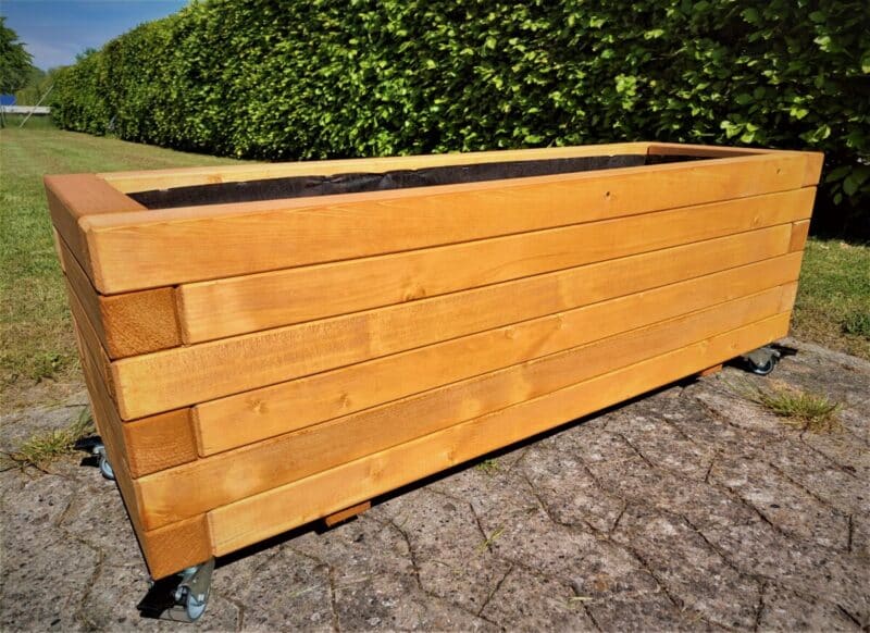 Plantekasse Gefion 120x40x36cm, Olieret(Pine), På hjul - Billede 2