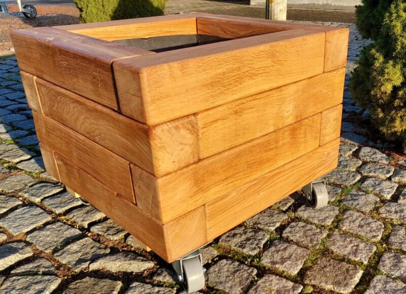 Plantekasse Gerda 60x60x40cm Eg/Olieret, På hjul