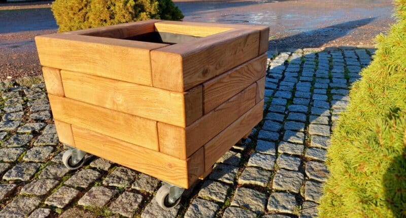 Plantekasse Gerda 60x60x40cm Eg/Olieret, På hjul - Billede 2