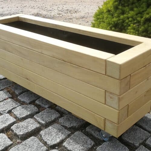 Plantekasse Hjalmar Robinie/Natur, På hjul - 160x40x60cm
