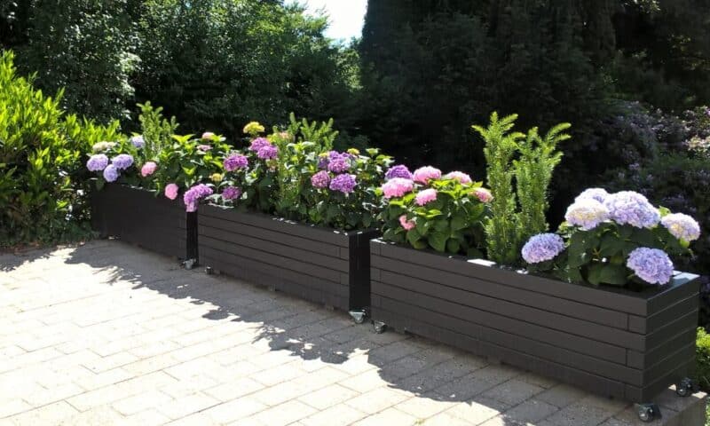 Plantekasse Fulla, 100x30x30cm, Sort, På hjul