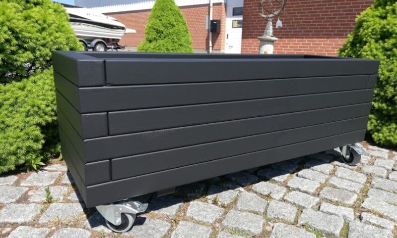 Plantekasse Odin 120x40x36cm, Eg/Sort, På hjul