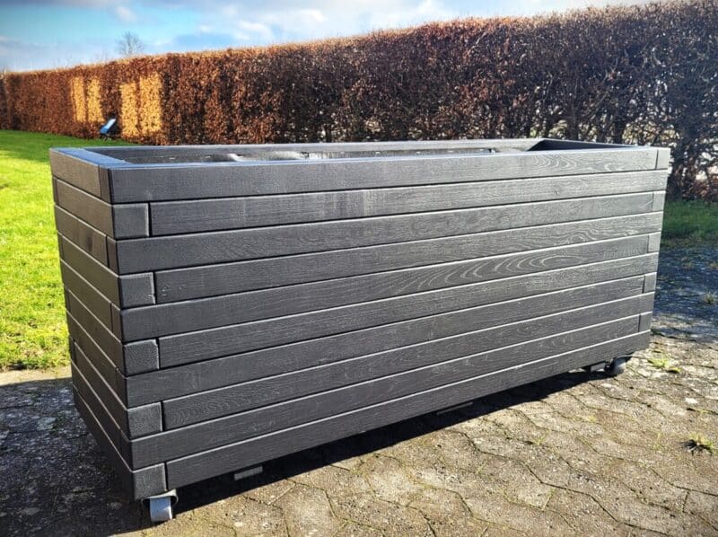 Plantekasse Odin 150x50x60cm Egetræ/Sort På hjul - Billede 2
