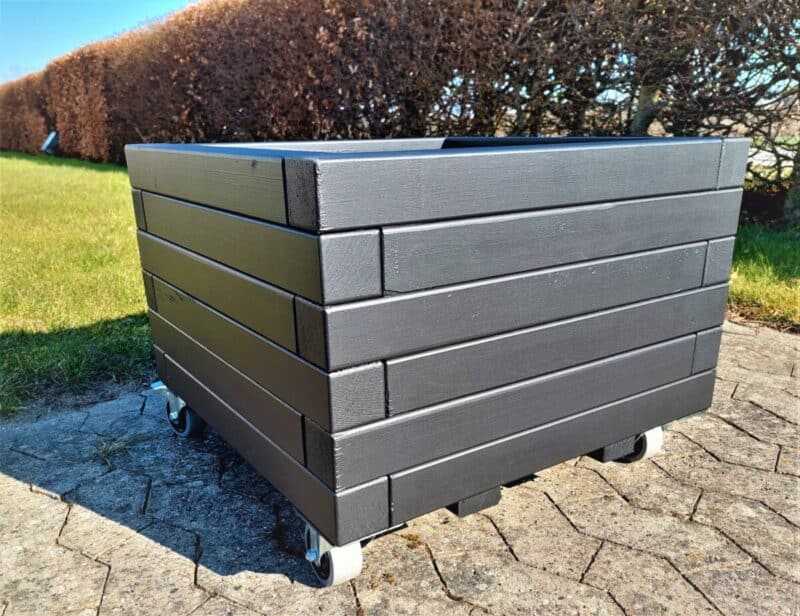 Plantekasse Hjalmar 60x60x36cm, Sort, På hjul