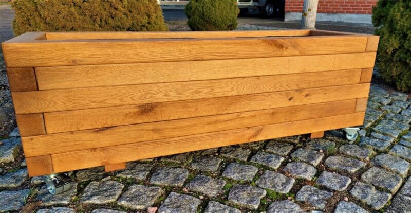 Plantekasse Odin, 120x40x36cm, Egetræ/Olieret, På hjul - Billede 2