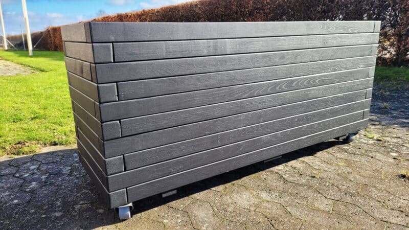 Plantekasse Odin 150x50x60cm Egetræ/Sort På hjul - Billede 3