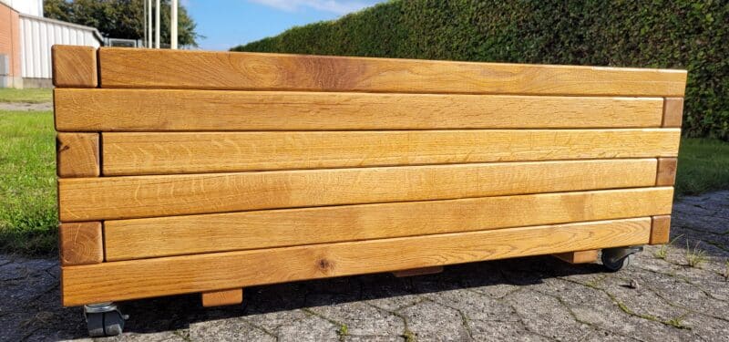 Plantekasse Odin, 110x35x38cm, Egetræ/Olieret, På hjul - Billede 2
