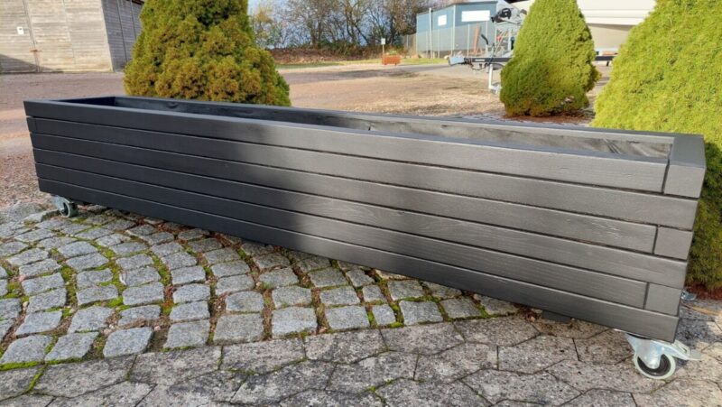 Plantekasse Hjalmar 100x40x36cm, Sort/På hjul - Billede 3