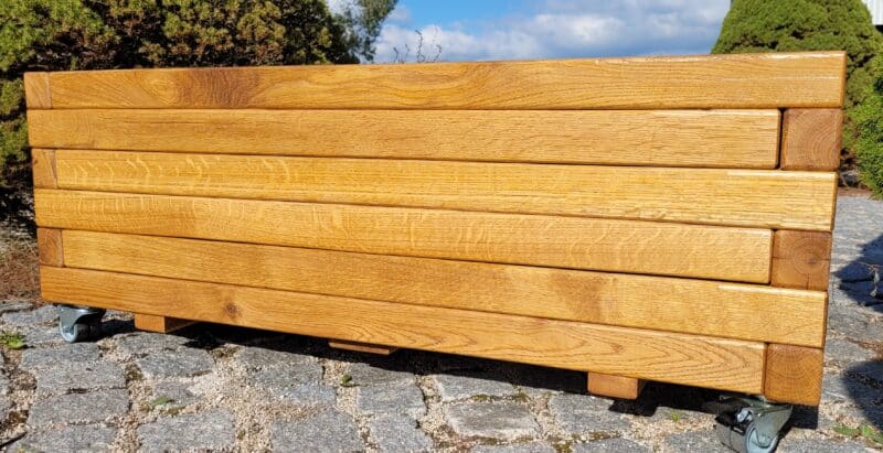 Plantekasse Odin, 110x35x38cm, Egetræ/Olieret, På hjul - Billede 4